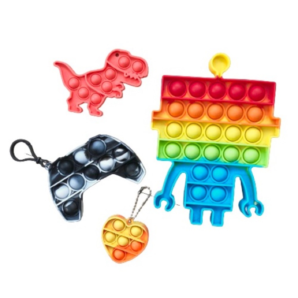 Pop It Fidget Toys Set of 4 Rainbow Colors Relaxing Calming Fun Kids Sensory Toy